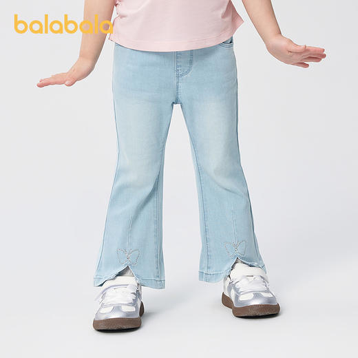 巴拉巴拉童装儿童长裤女童牛仔裤开叉喇叭裤夏季裤子凉感时髦百搭 商品图0