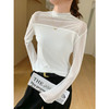 半高领蕾丝双层网纱打底衫女长袖T恤修身显瘦透视内搭上衣女春夏 商品缩略图3