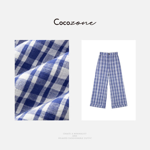 COCO ZONE 刘一一 25春夏格纹撞色松紧腰宽松休闲裤CD2A0460 商品图2