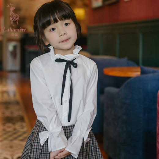 鹿谧 花苞领纯棉白衬衫 商品图3