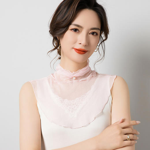 雀说 80克网眼真丝假领子女薄款纯色百搭桑蚕丝防晒领子1019 商品图2