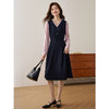 【五折购】熙世界假两件木耳边V领连衣裙长袖法式复古中长裙女2025春季新品 商品缩略图4