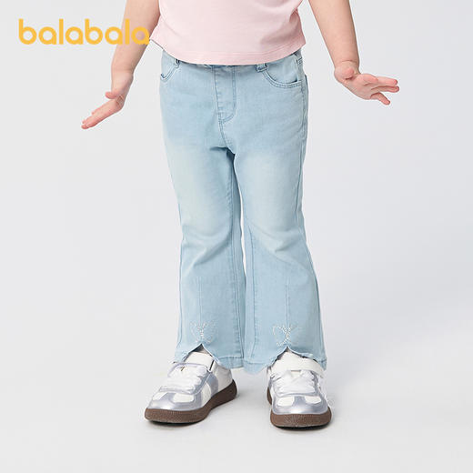 巴拉巴拉童装儿童长裤女童牛仔裤开叉喇叭裤夏季裤子凉感时髦百搭 商品图1