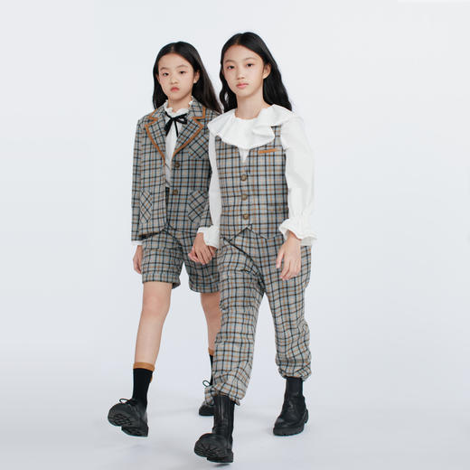 鹿谧灰蓝格纹羊毛系列 商品图2