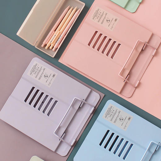 【颈椎不酸痛！久看也不累】莫兰迪学生多 功能阅读架金属放书架书夹打字架看书读书架，折叠便携，拿出即用，无需安装。ry 商品图2