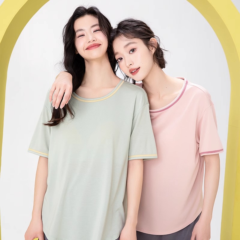 内茵 带胸垫双沿条撞色家居服套装【该商品不支持用券】