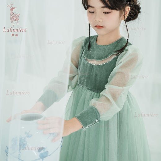 鹿谧 天青色礼服长裙 商品图0