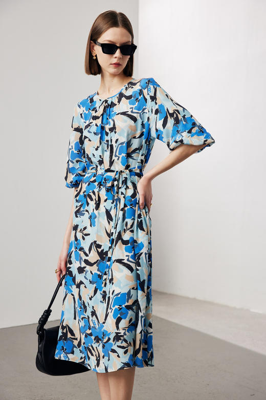 丁摩 印花单层双绉100%桑蚕丝裙MH-022-07 商品图5