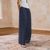 NUTH纯棉慵懒宽松阔腿抽绳休闲裤女 白色/藏蓝色 商品缩略图4