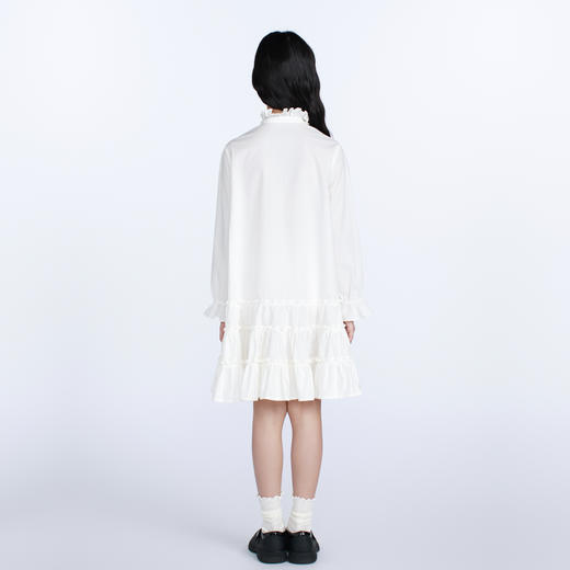 鹿谧 白色纯棉衬衫裙 商品图4