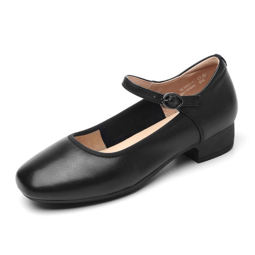 信诺真皮粗跟单鞋低跟浅口工作鞋女2025新款春秋中老年妈妈鞋皮鞋5C1607-1 商品图4