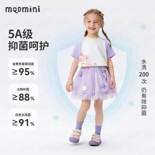 【凉感抑菌 】【90-140】【MQDmini】女童夏季短袖t恤儿童印花圆领上衣 商品图4