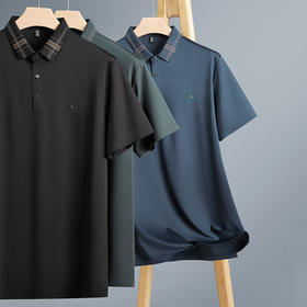 【桑蚕丝】【冰丝】【DWN】大依优型大码男装短袖POLO衫T恤加肥加大宽松休闲冰丝打底夏季胖子男士上衣