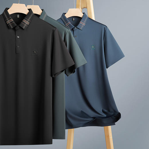 【桑蚕丝】【冰丝】【DWN】大依优型大码男装短袖POLO衫T恤加肥加大宽松休闲冰丝打底夏季胖子男士上衣 商品图0