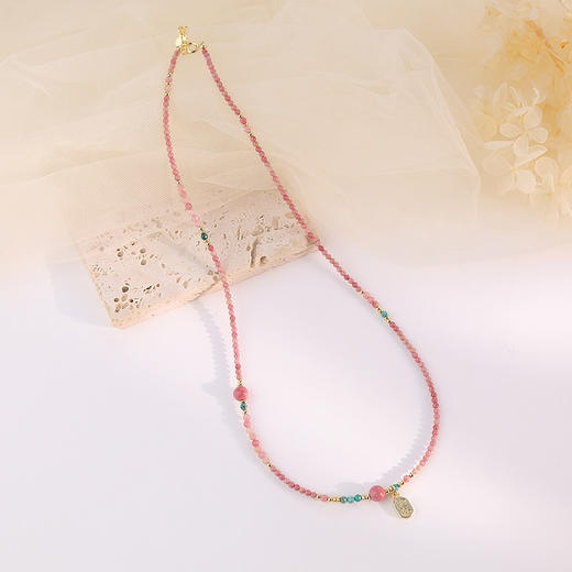 【原创设计❗新中式红纹石】糖果色系圆润细腻，颗颗精选优质水润，财纳福圆珠项链女百搭高级感饰品手链女QQ 商品图1
