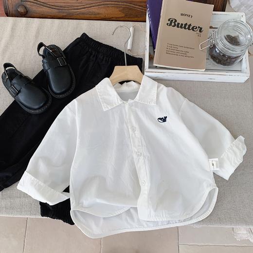 【YW】无忧购童装小鱼刺绣开衫长袖儿童衬衫G0326(截单后7天发货) 商品图3