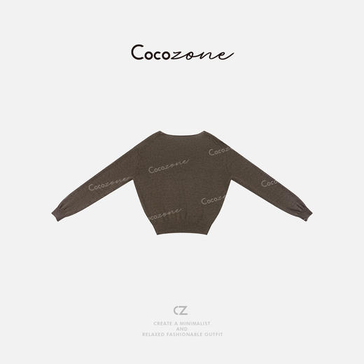 COCO ZONE 刘一一 棉莱赛尔混纺极简风V领长袖针织衫ACD2A0366 商品图1