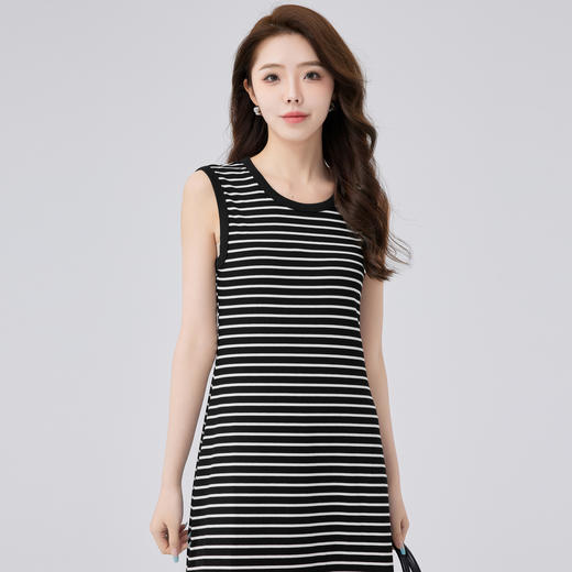 【商场同款】伊芙丽撞色通勤百搭简约条纹连衣裙2024秋1F4591881 商品图4