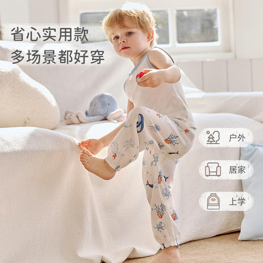 【2025年春夏新品】i-baby/英伦宝贝童梦奇境夏令乐园儿童纱布防蚊裤宝宝灯笼裤 春夏季婴幼儿纱布长裤透气 商品图3