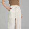 百媚生 亚麻混纺松紧腰抽绳直筒裤高腰阔腿裤25SS0039 商品缩略图2