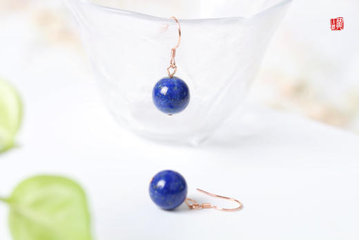 青金石耳坠，925银镶 商品图4