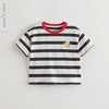 马克珍妮男童快乐小狗条纹短袖T恤 宝宝上衣2025年夏装新款550587 商品缩略图1