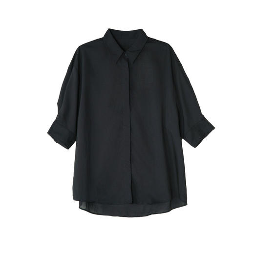 谜底大廓形衬衫七分袖女2025夏季新款通勤简约亲肤衬衣256MC6212 商品图4