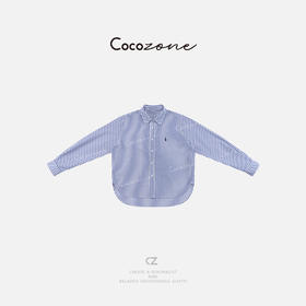 COCO ZONE 刘一一 25早春新款撞色条纹休闲翻领长袖衬衫CD2A0294