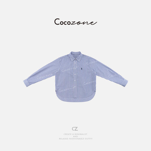 COCO ZONE 刘一一 25早春新款撞色条纹休闲翻领长袖衬衫CD2A0294 商品图0