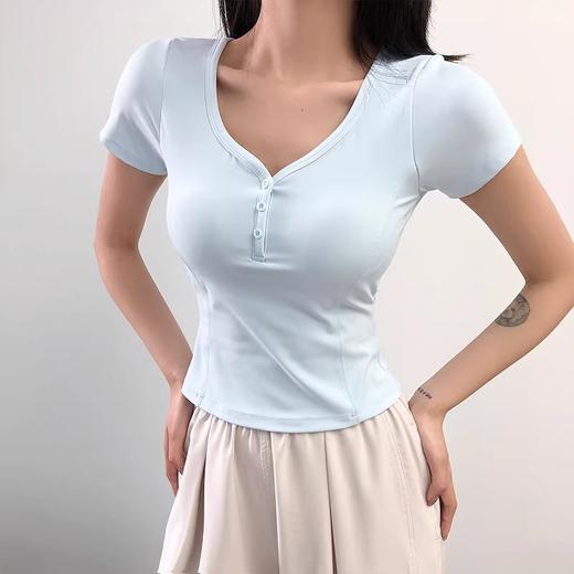 【限时秒】YOGACODE【火树银花系列】新款休闲运动上衣女收腰显瘦性感瑜伽服短袖DWY115118 商品图4