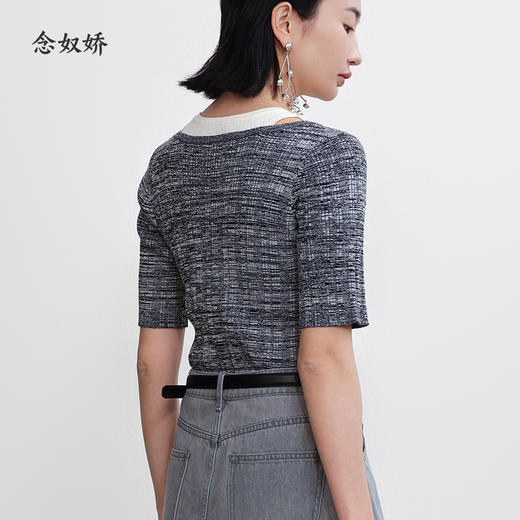 【商场同款】CNK5370 “ 时髦精假两件 ” 冰川灰针织衫 轻柔舒适，透气好穿 商品图2