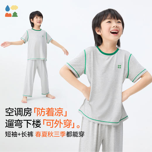 【静夜丝排汗家居服】森林棠25夏款儿童吸湿透气短袖七分裤家居服套装40232501 商品图2