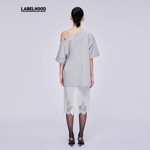 MARKGONG 2025春夏新款 灰色狗狗斜开肩T恤 商品图1