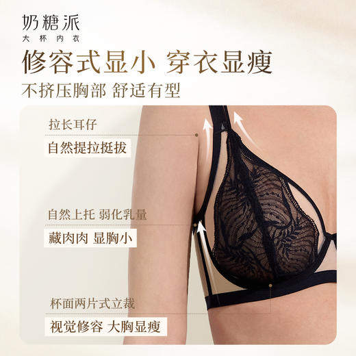 奶糖派迷离法式大胸显小超薄全罩杯文胸显瘦透气性感蕾丝春夏内衣女 商品图3