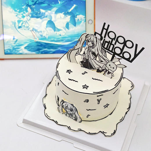 初音未来二次元线条手绘蛋糕 商品图3