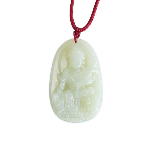 【天然正品】天然细腻无纹裂持莲观音（莲莲如意）和田玉吊坠48*30.4*9.3MM（皆取最大值）中性款现售价：380特价！150325NJM04 商品图0