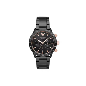 Armani阿玛尼手表黑武士陶瓷表带飞行员防水石英男士腕表AR70002