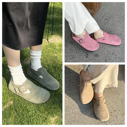 2.8mm超厚牛反绒、经典4层软木鞋床，EVA防滑纹路大底半拖款、全包款 商品图0