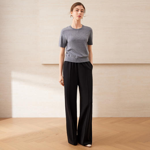 EITIE爱特爱舒适柔软百搭基础款短袖多色圆领针织衫2025春夏新款A2501507 商品图6