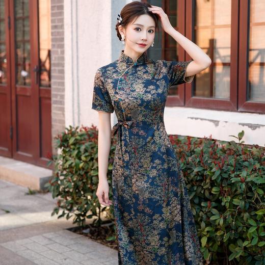 HQ-JYJ-004新款夏季女改良旗袍裙日常国风长款收腰显瘦时尚连衣裙 商品图3