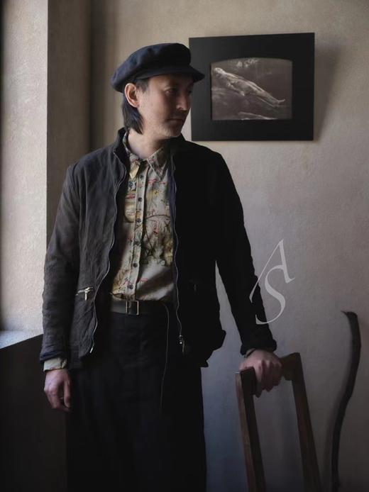 Paul Harnden  男士橄榄绿/黑色羊皮jerkin 商品图0