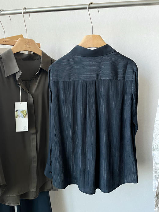 【通勤隐形盔甲】噢蜜ooomeooo重磅提花黑真丝衬衫 商品图1