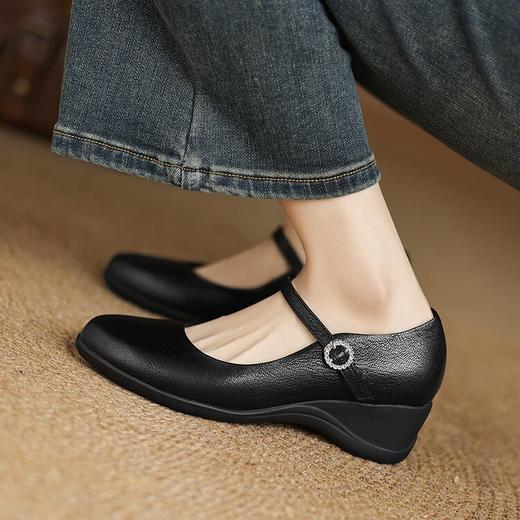 【预售5天】真皮乐福鞋女新款春夏玛丽珍皮鞋坡跟厚底气质单鞋妈妈鞋CFE&C6178 商品图4