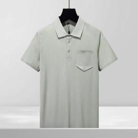 夏季新款翻领条纹短袖T恤男修身百搭纯色上衣   YH-F5977*