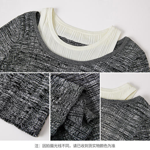 【商场同款】CNK5370 “ 时髦精假两件 ” 冰川灰针织衫 轻柔舒适，透气好穿 商品图5
