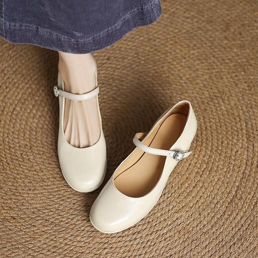 【预售5天】真皮乐福鞋女新款春夏玛丽珍皮鞋坡跟厚底气质单鞋妈妈鞋CFE&C6178 商品图2