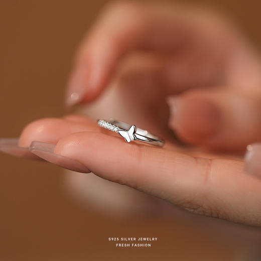 【遇蝶】s925纯银冷淡风蝴蝶戒指【YXS-K2190】 商品图2
