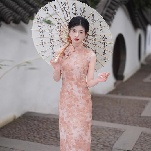 玫瑰修身日常走秀气质独特无袖旗袍XL1326 商品图1