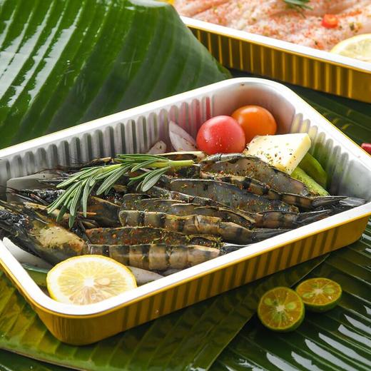 出游烤海鲜套餐(星河黑胡椒鲷鱼柳1份+柠檬香蒜1份+潮辣炙香1份+黑虎虾1份+罗非鱼1份) 商品图2