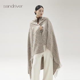 羊绒双面提花水波纹披肩SJF96P215N